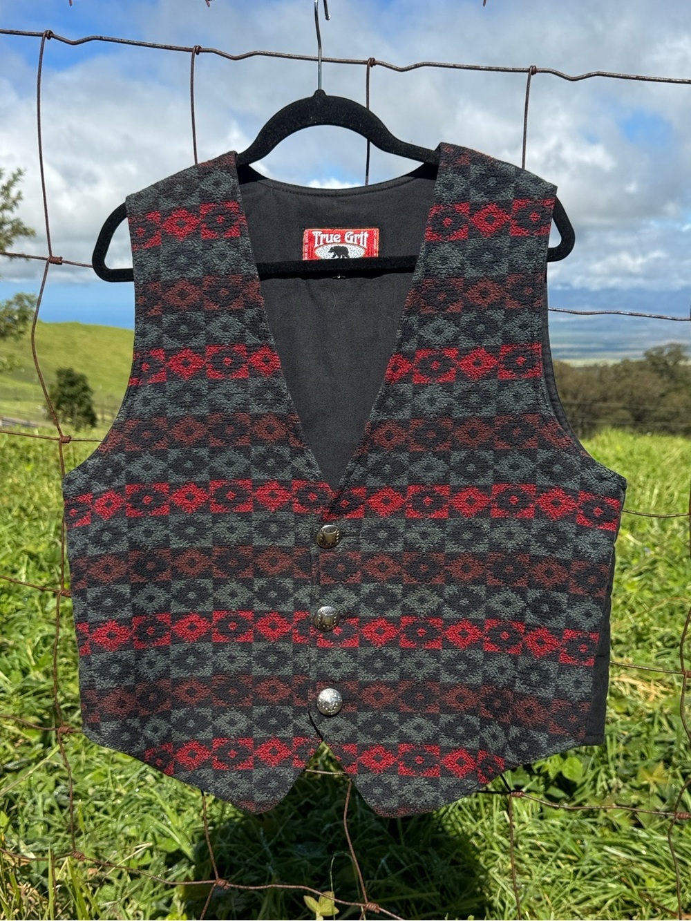 Vintage True Grit Western Tapestry Button up Vest